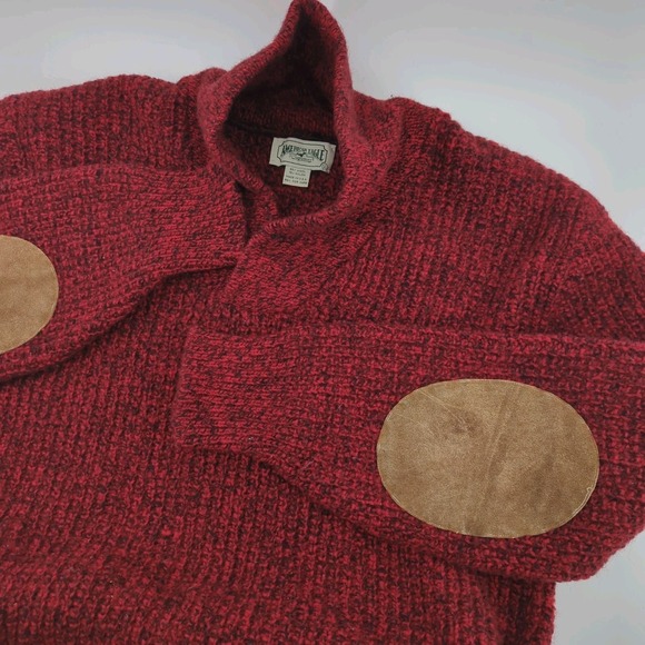 Vintage 90s American Eagle Wool Blend Sweater Men L Red Cable Knit Crew Neck USA